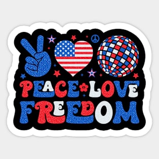 Peace Love Freedom Retro American Pride Festive July 4th Sticker